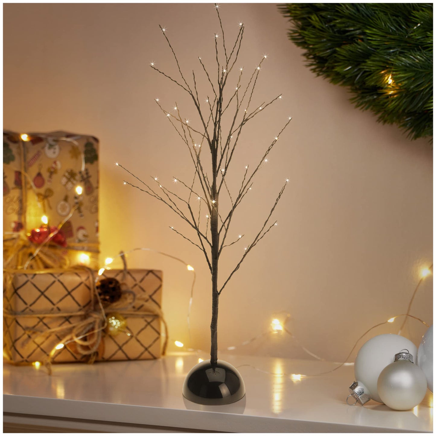 LED-Leuchtbaum mit 48 Lichtern, Baum mit Ständer - 48 Led