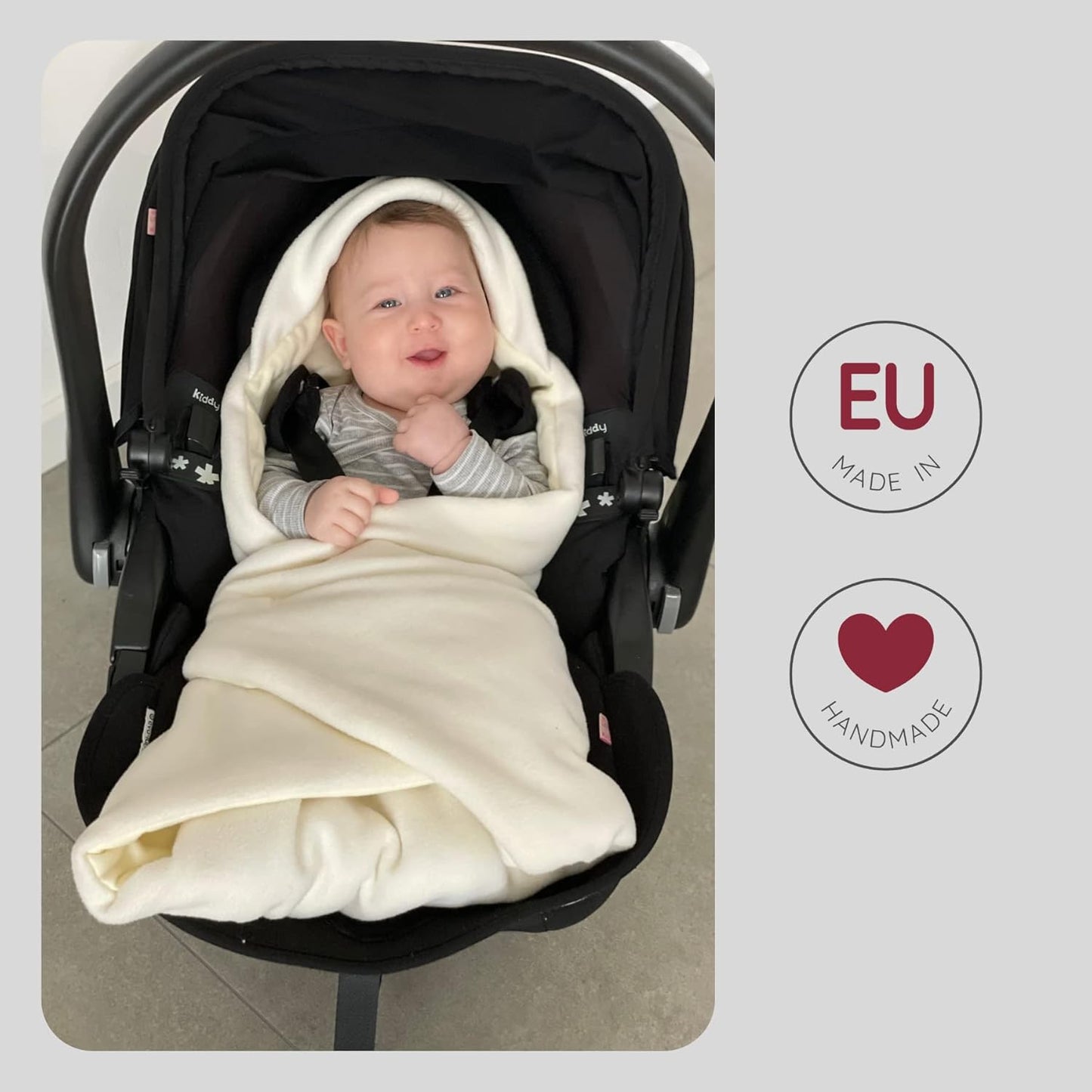 Einschlagdecke für Babyschale, Grau/Grün Winter