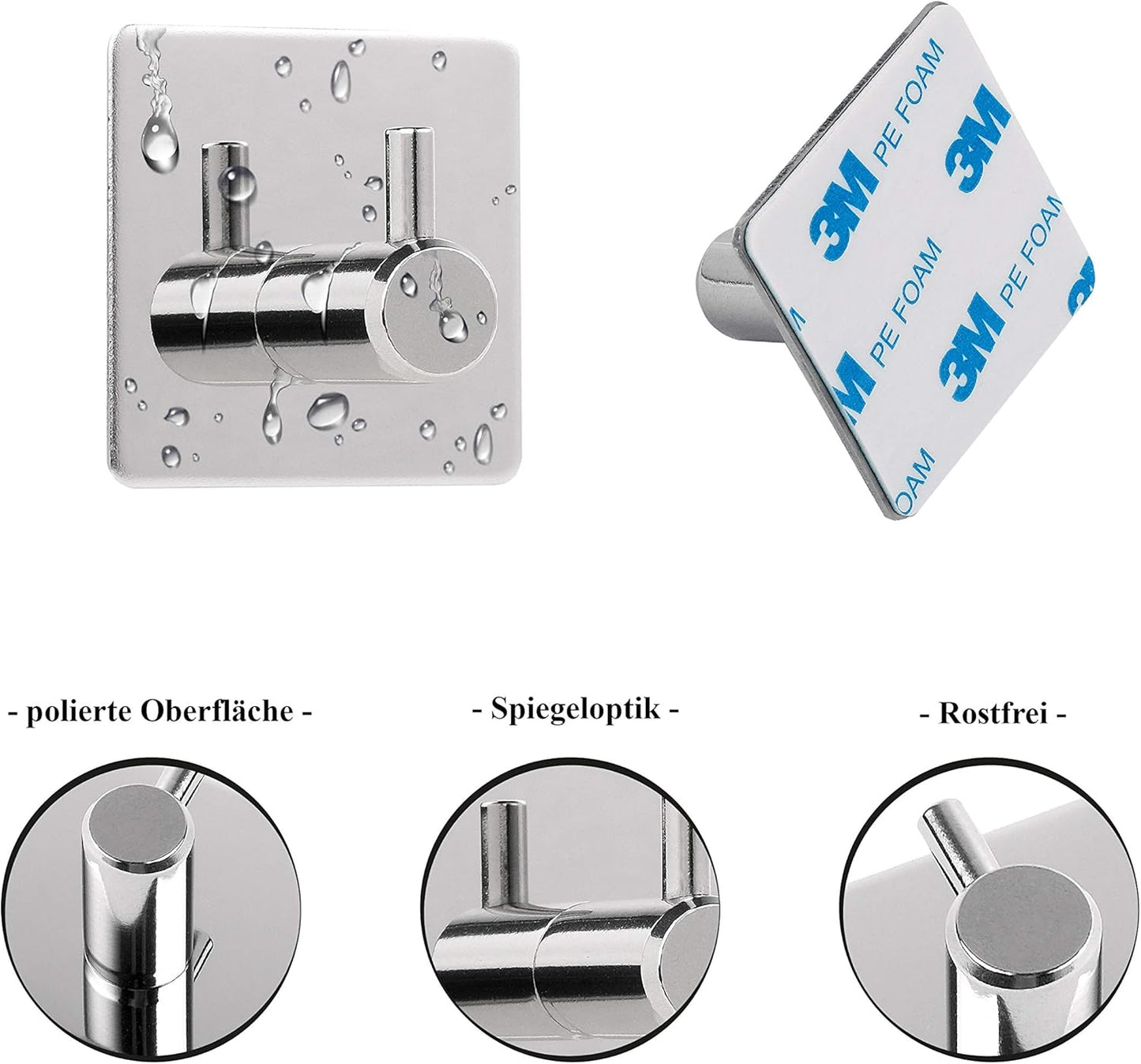 Selbstklebender Klopapierhalter mit Ablage, Chrome