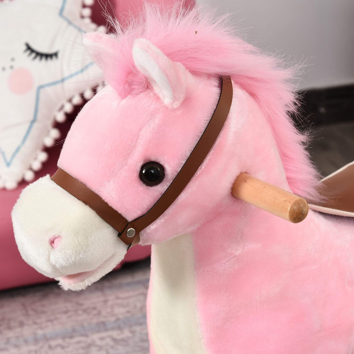 Kinder Schaukelpferd mit Tiergeräuschen, Rosa
