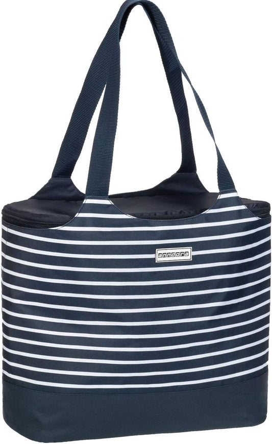 2-in-1 Einkaufstasche mit Isoliertasche, Navy Blau Weiss