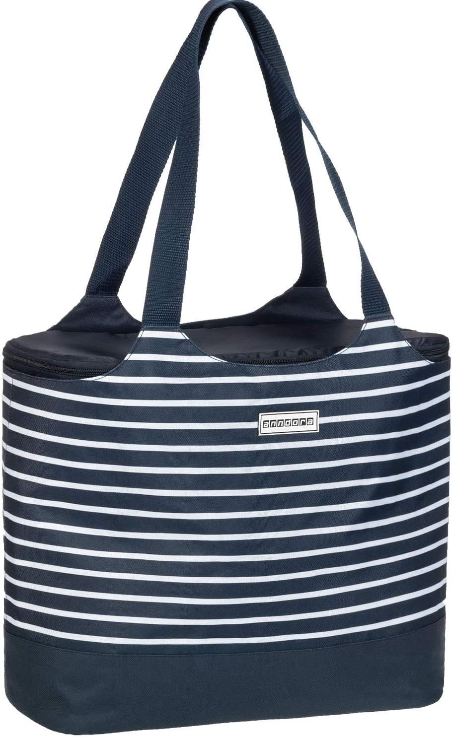 2-in-1 Einkaufstasche mit Isoliertasche, Navy Blau Weiss