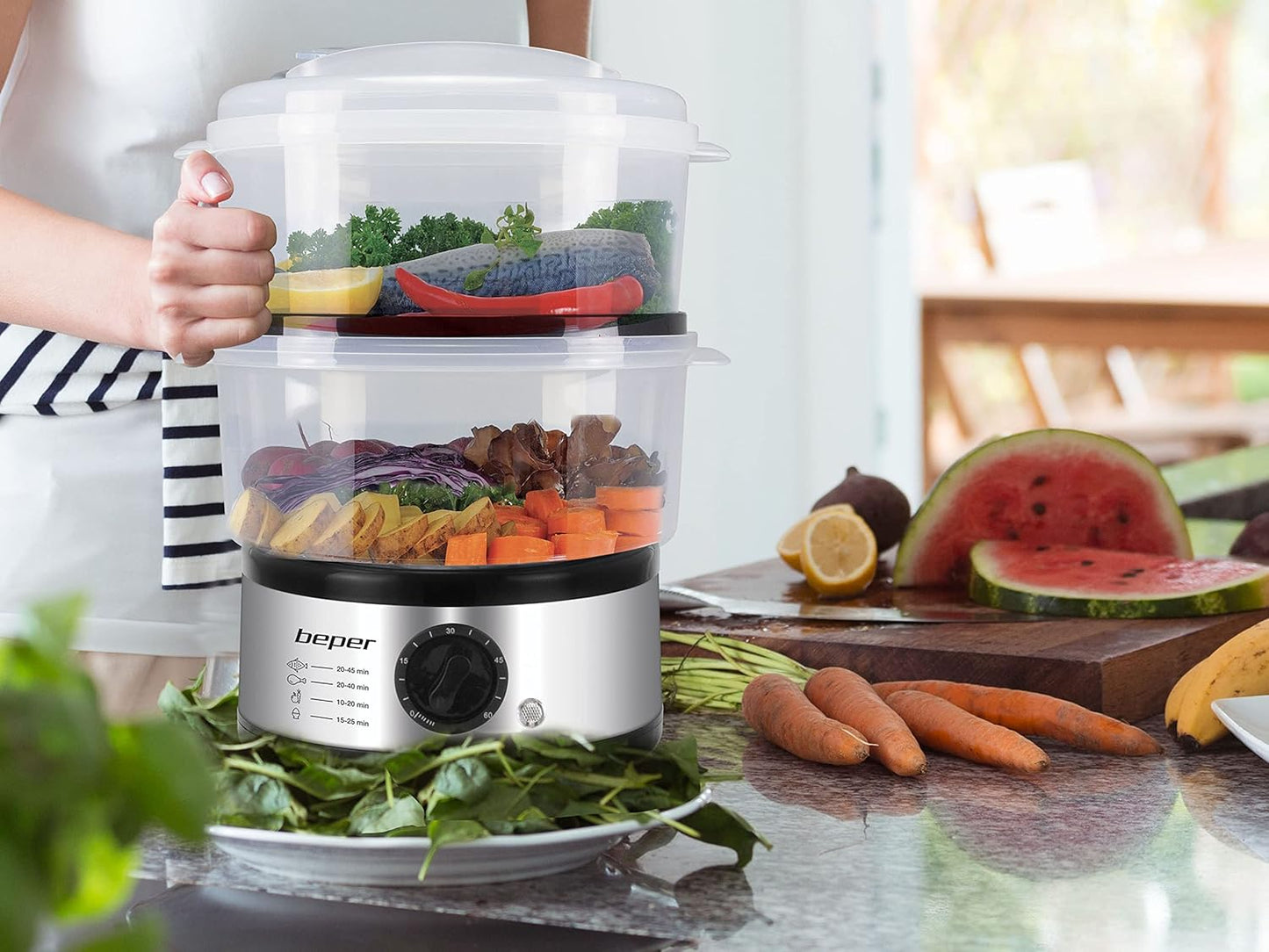 Multifunktionaler Dampfgarer mit Timer, 5 LITRES