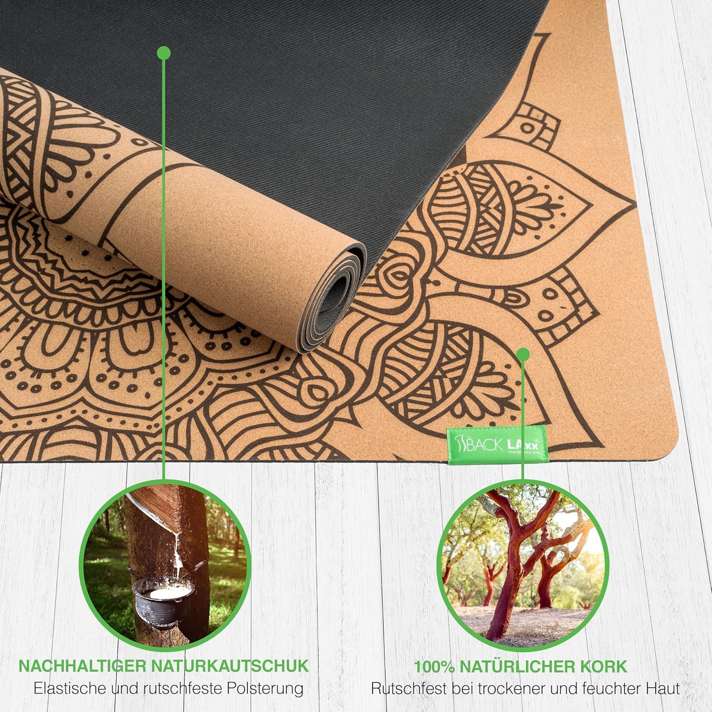 Yogamatte XL mit Anti-Rutsch-Zonen, ACHTSAMKEIT - XL
