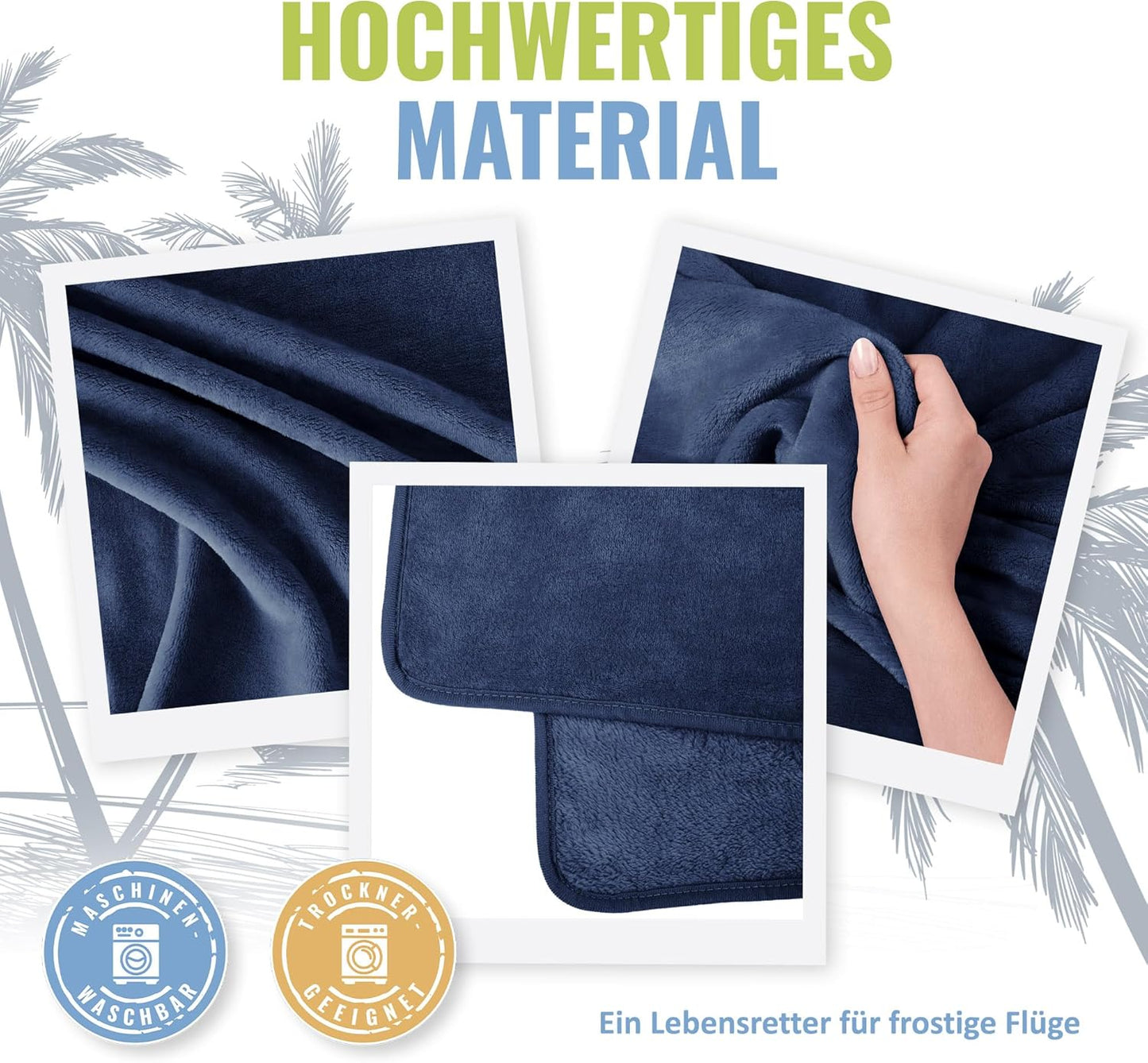 Reisedecke mit Kissen & Rucksackclip, Marineblau