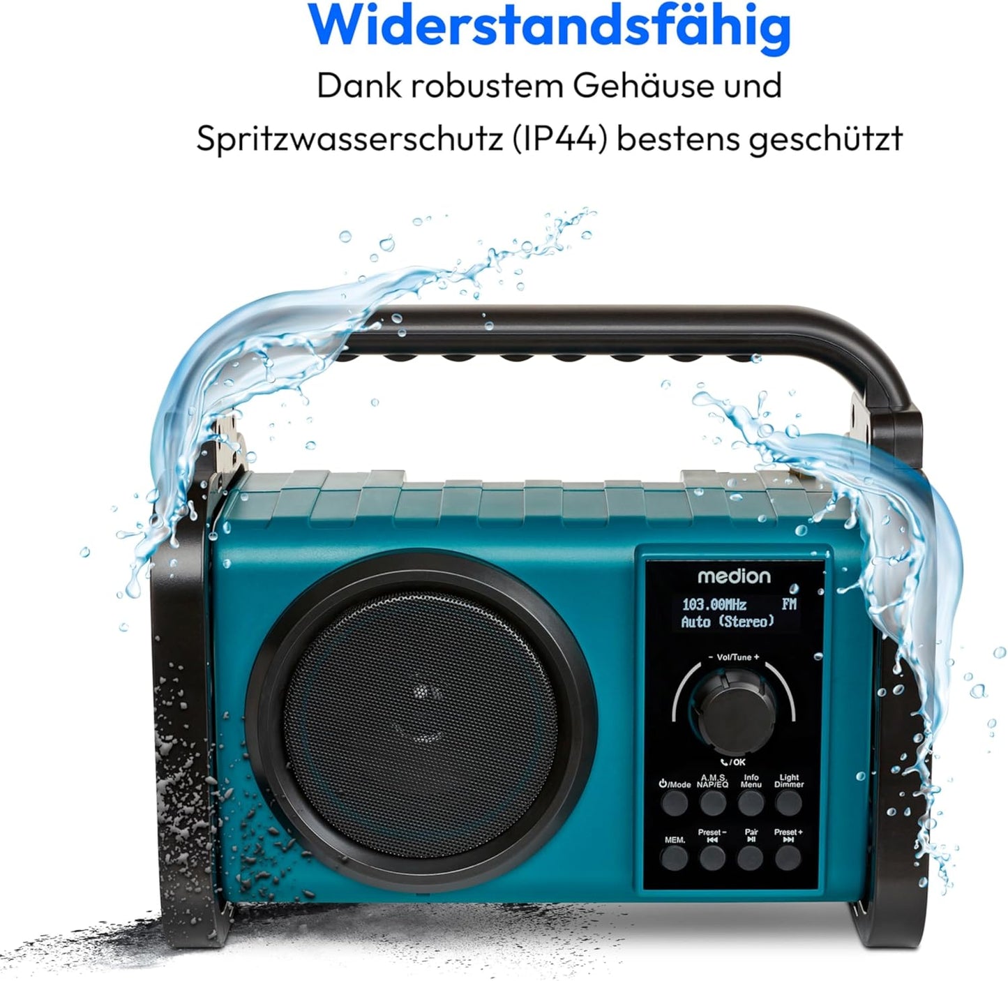 E66877 DAB+ Baustellenradio mit Bluetooth 5.0, Horizontal | 5 Watt (RMS)