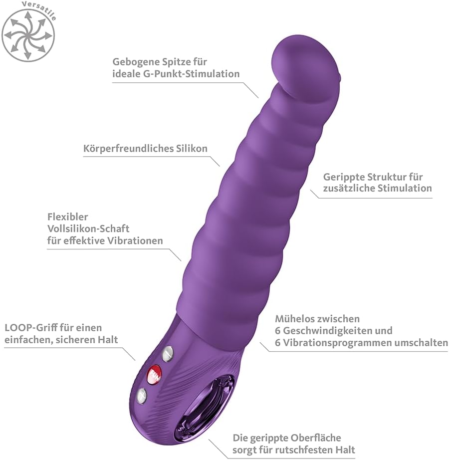 Patchy Paul G-Punkt-Vibrator mit Loop-Griff und 12 Programmen, Aubergine