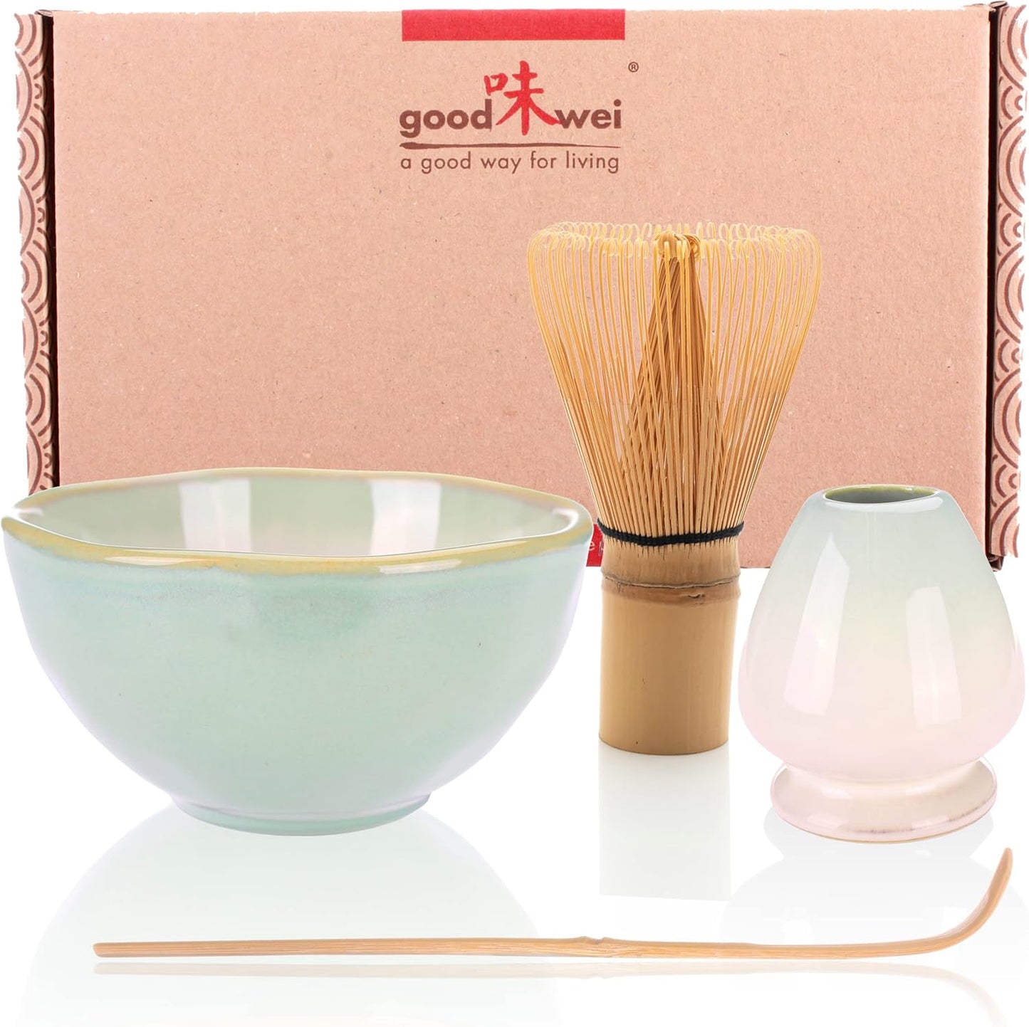Matcha Set mit Teeschale und Besenhalter, Hasunomi 80