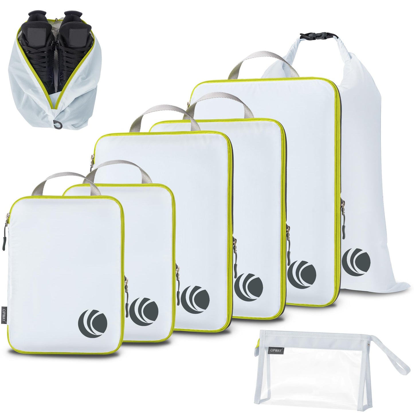 Kompression Koffer-Organizer Set, 8PCS Weiss