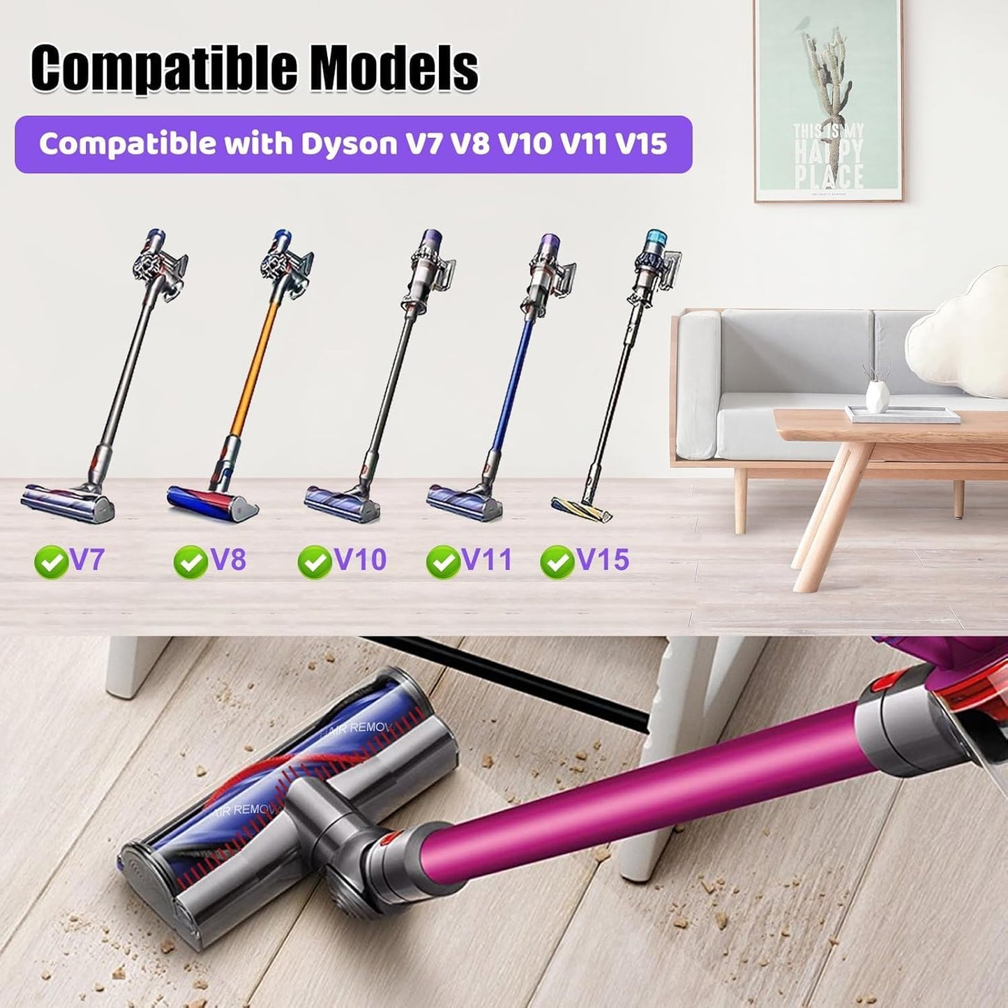 Ersatz-Bürstenkopf für Dyson V7-V15 Staubsauger, Direktantriebsbürste