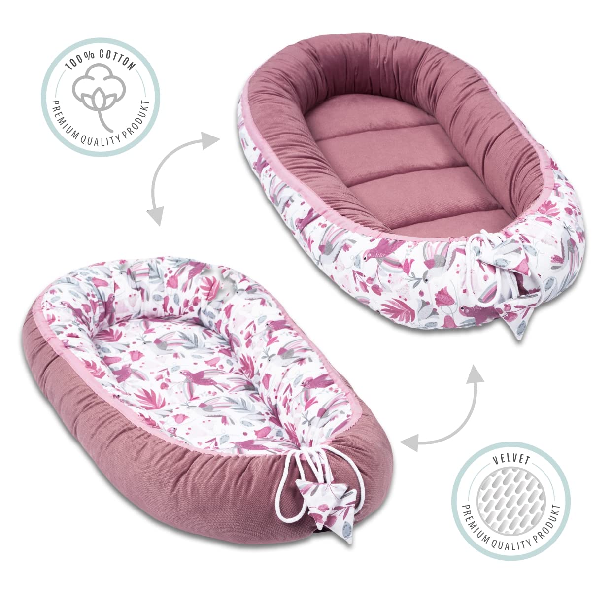 Babynestchen Hummingbird mit antiallergischer Füllung, Hummingbird Old Rosa