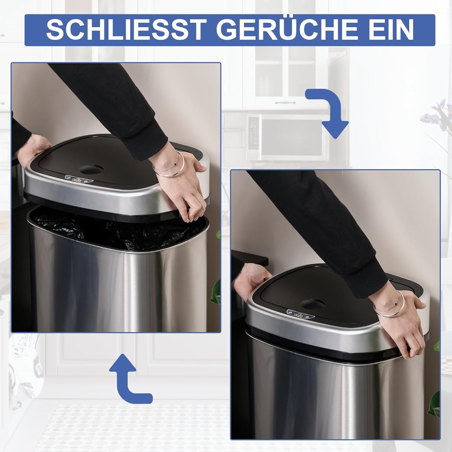 Mülleimer mit Bewegungssensor, L40,5 x B29,5 x H57 cm