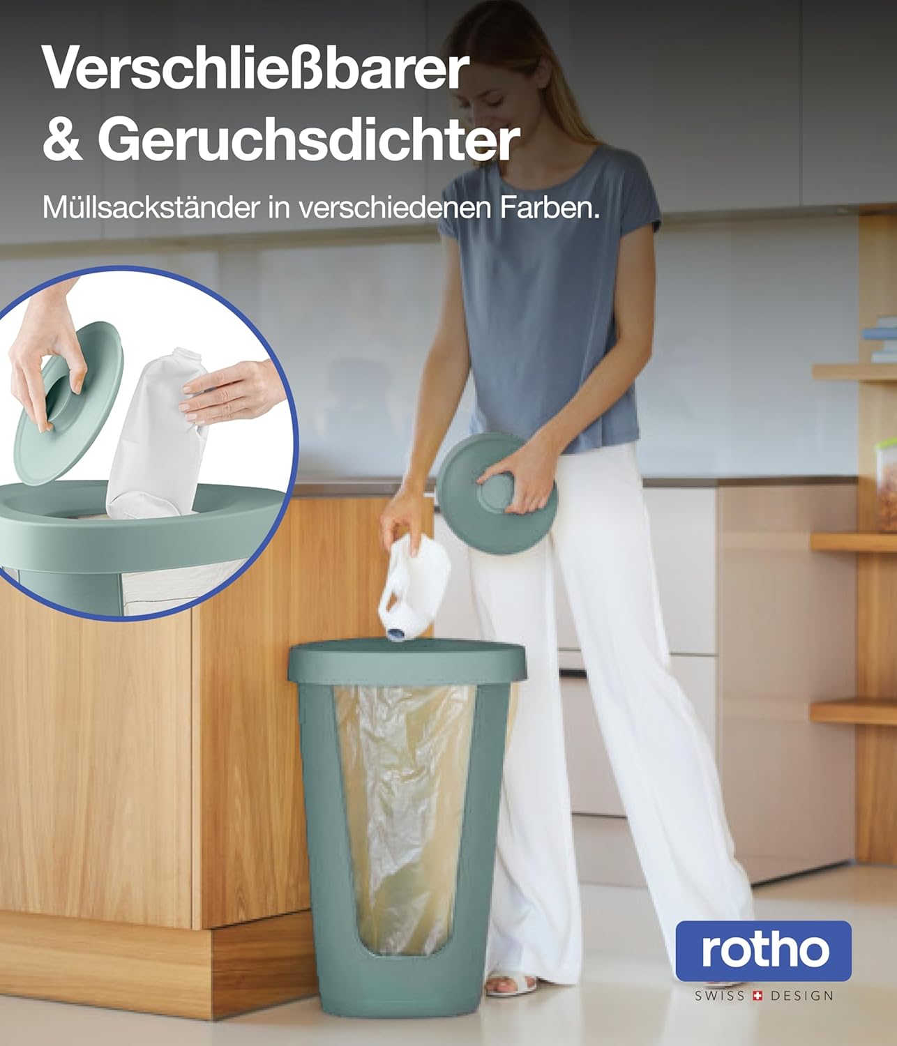 Müllsackständer mit Deckel, 1 x Müllsackständer Grün