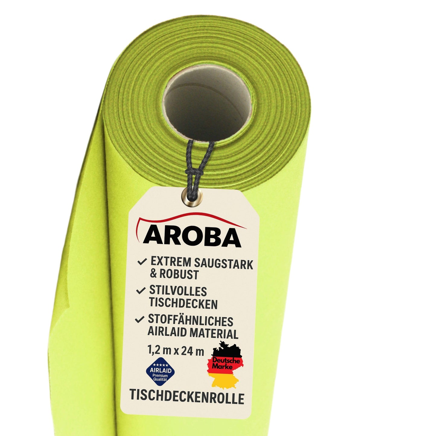 Airlaid Tischdeckenrolle, 2400 x 120 cm (Rechteckig) Grün Kiwi