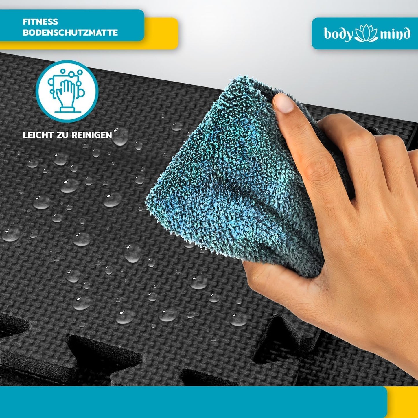 54-teiliges Boden-Schutzmatten Puzzle-Set für Fitnessgeräte, Schwarz