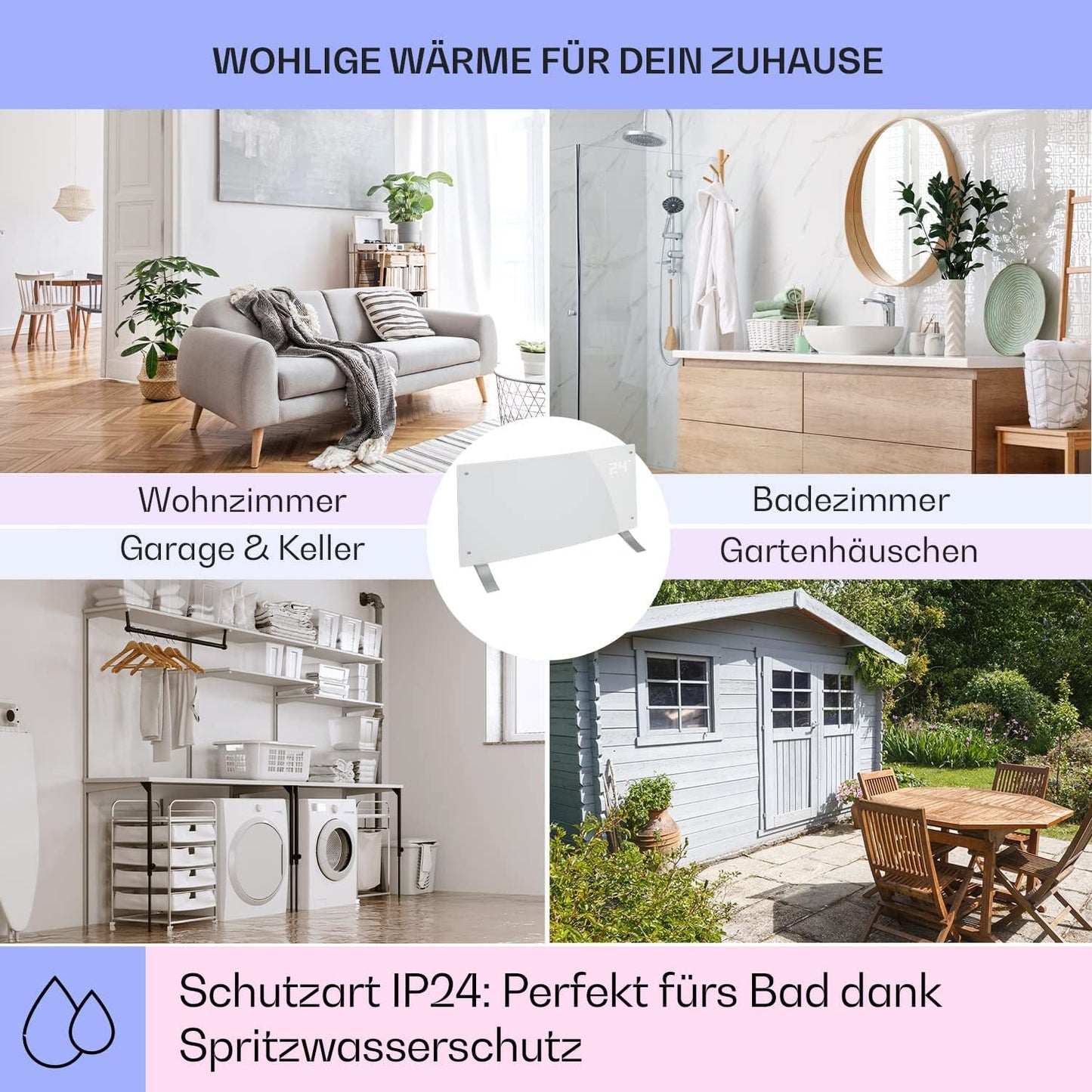 Konvektorheizung mit App-Steuerung, Weiss Bornholm Curved Smart