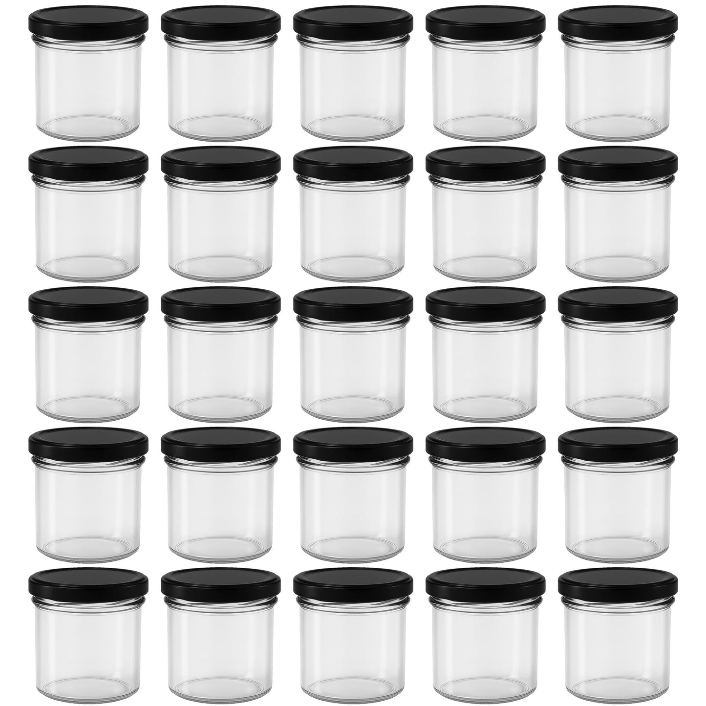 Einmachgläser-Set mit Etiketten (25 Stück, 125 ml), Schwarz 125 ml 25