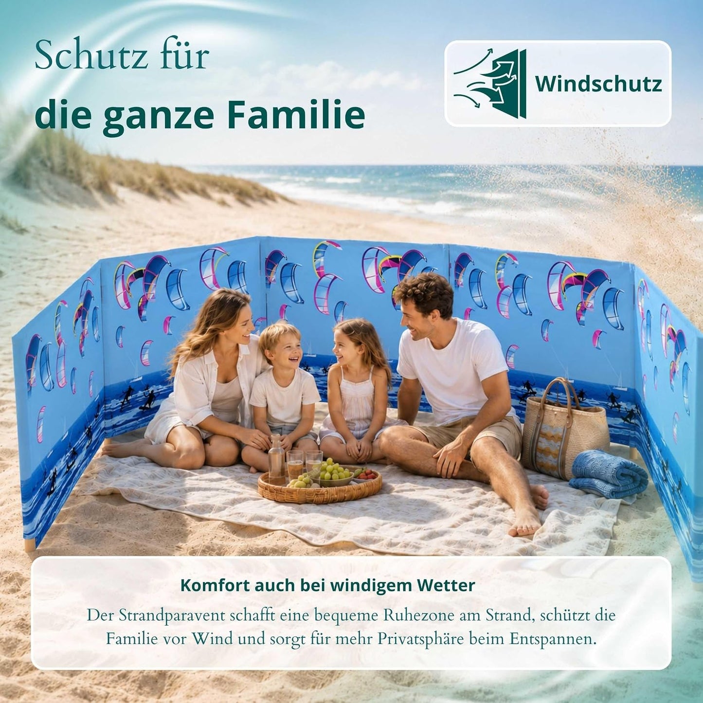 Strandparavent Windschutz, 10m, Design 12 10 m