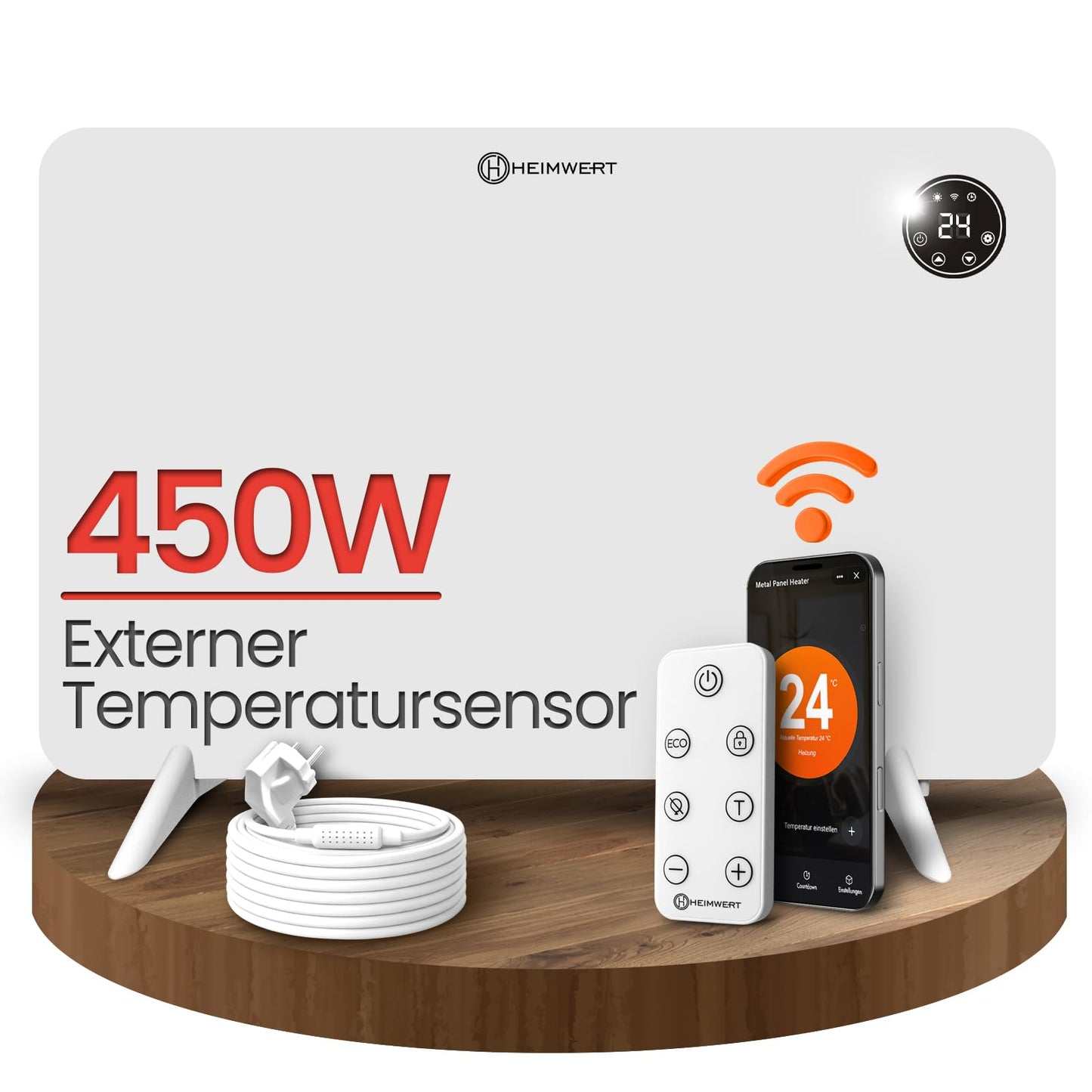 Infrarot Wandheizung mit Thermostat & App-Steuerung, Watt 450