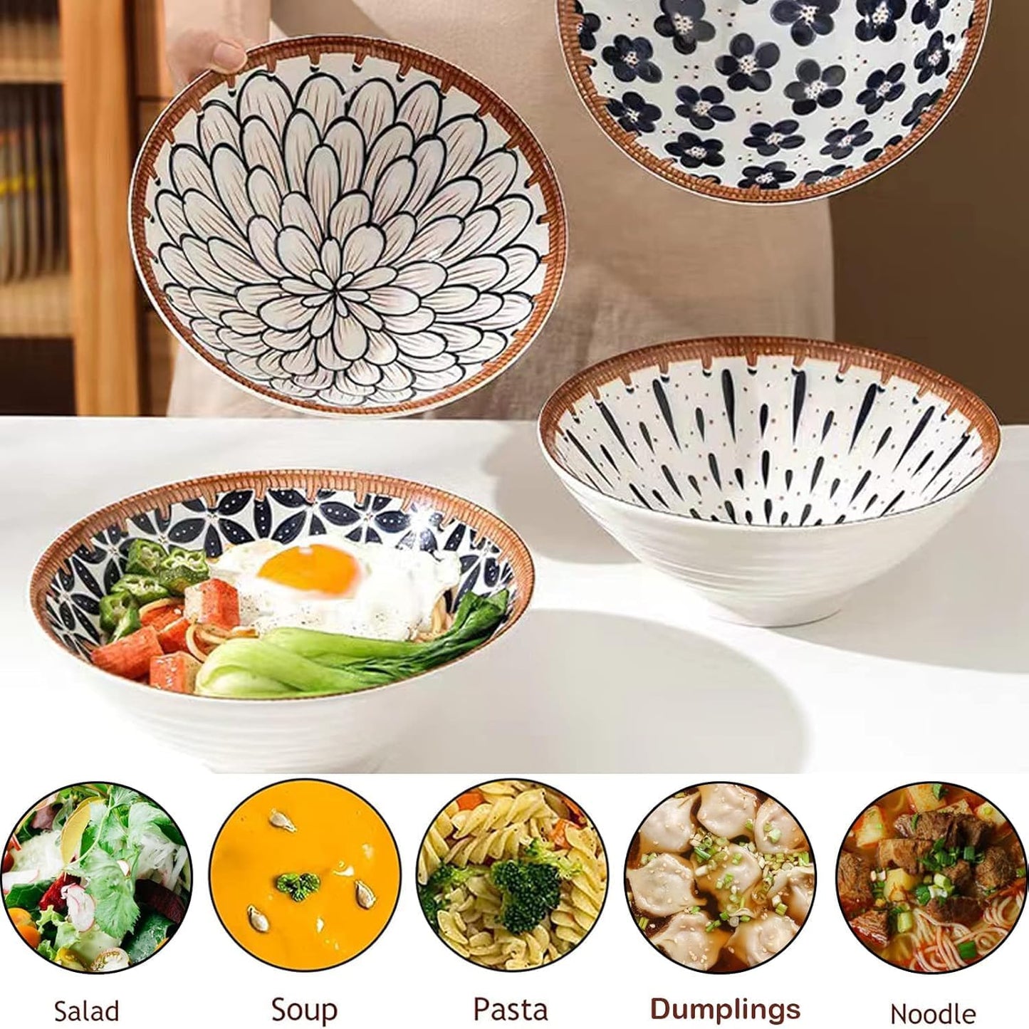 Ramen Schüssel Set mit Löffel & Stäbchen für 2 Personen, H