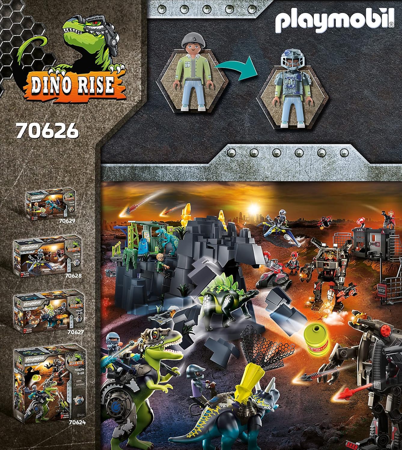 70626 Dino Rise Saichania: Abwehr des Kampfläufers, Konstruktionsspielzeug, Saichania - Die Invasion des Roboters