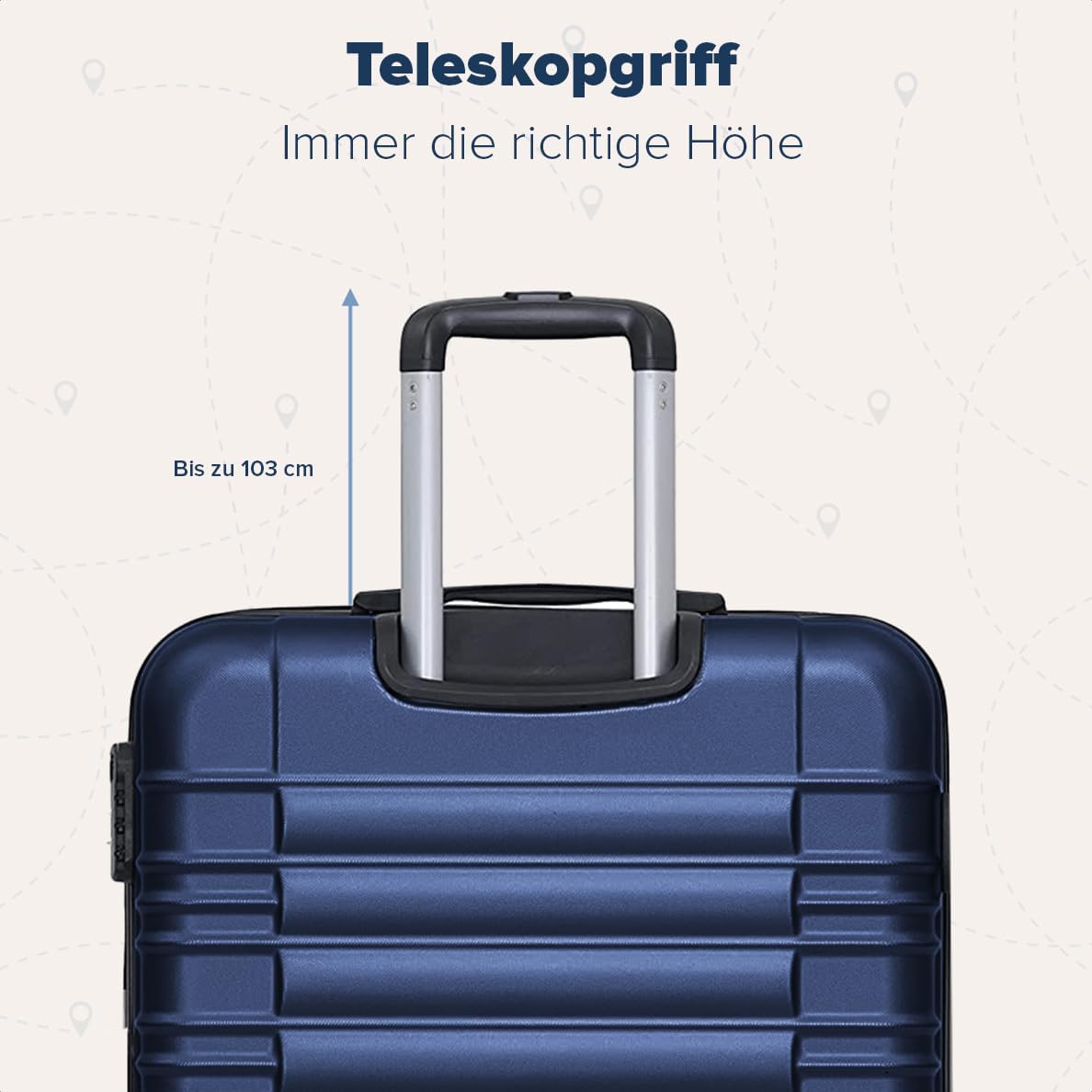 Kofferset 2-teilig mit Handgepäck Trolley, Small + Large Dunkelblau