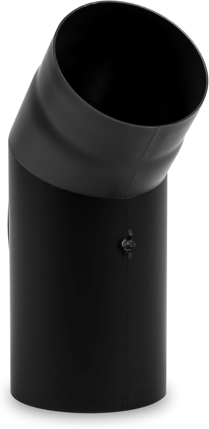 Ofenrohr-Bogen 45° mit Tür 150 mm, Bogen 45° mit Tür - Ø 150 mm Schwarz