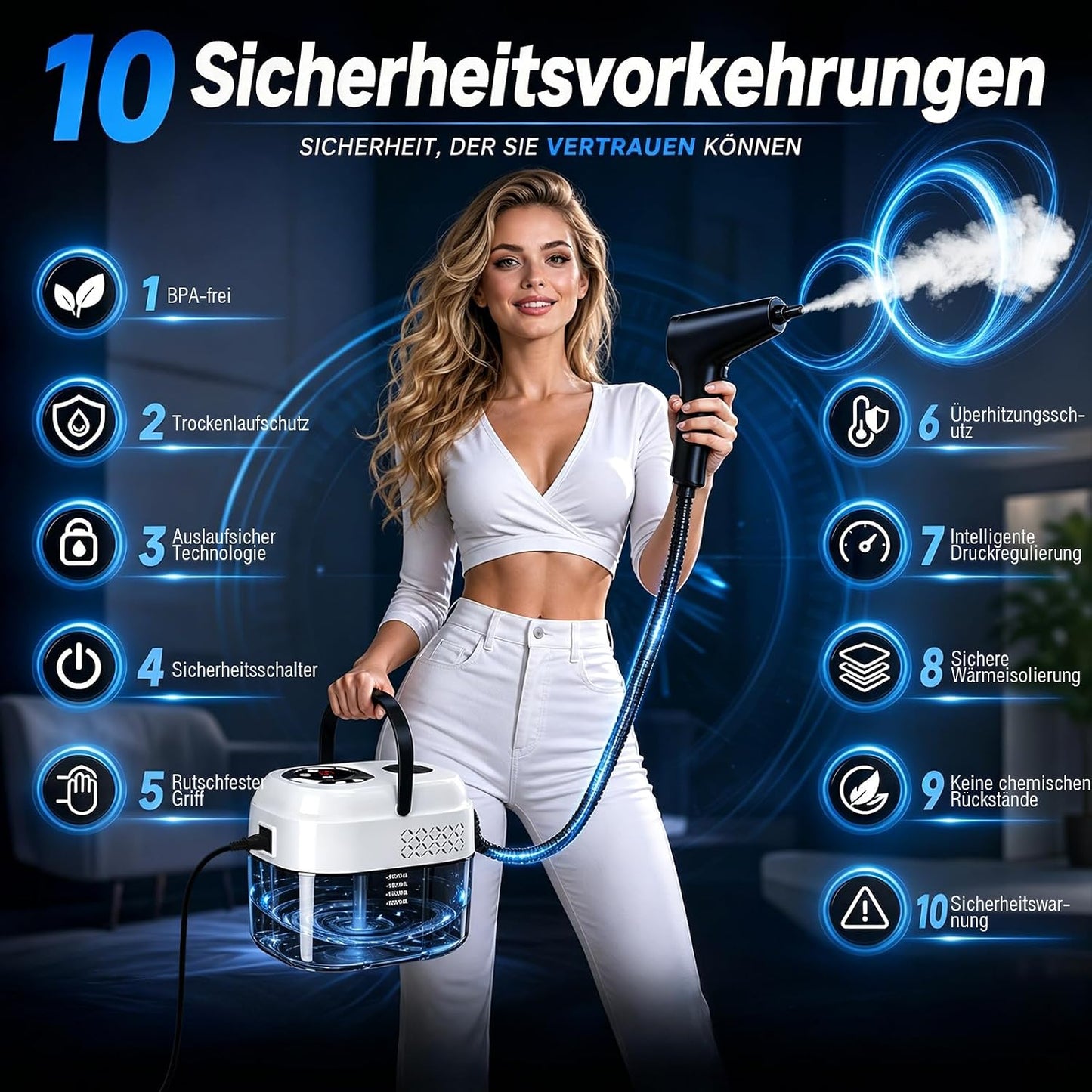 17-in-1 Handdampfreiniger mit Hochtemperatur-Sterilisation, Gelb-schwarz