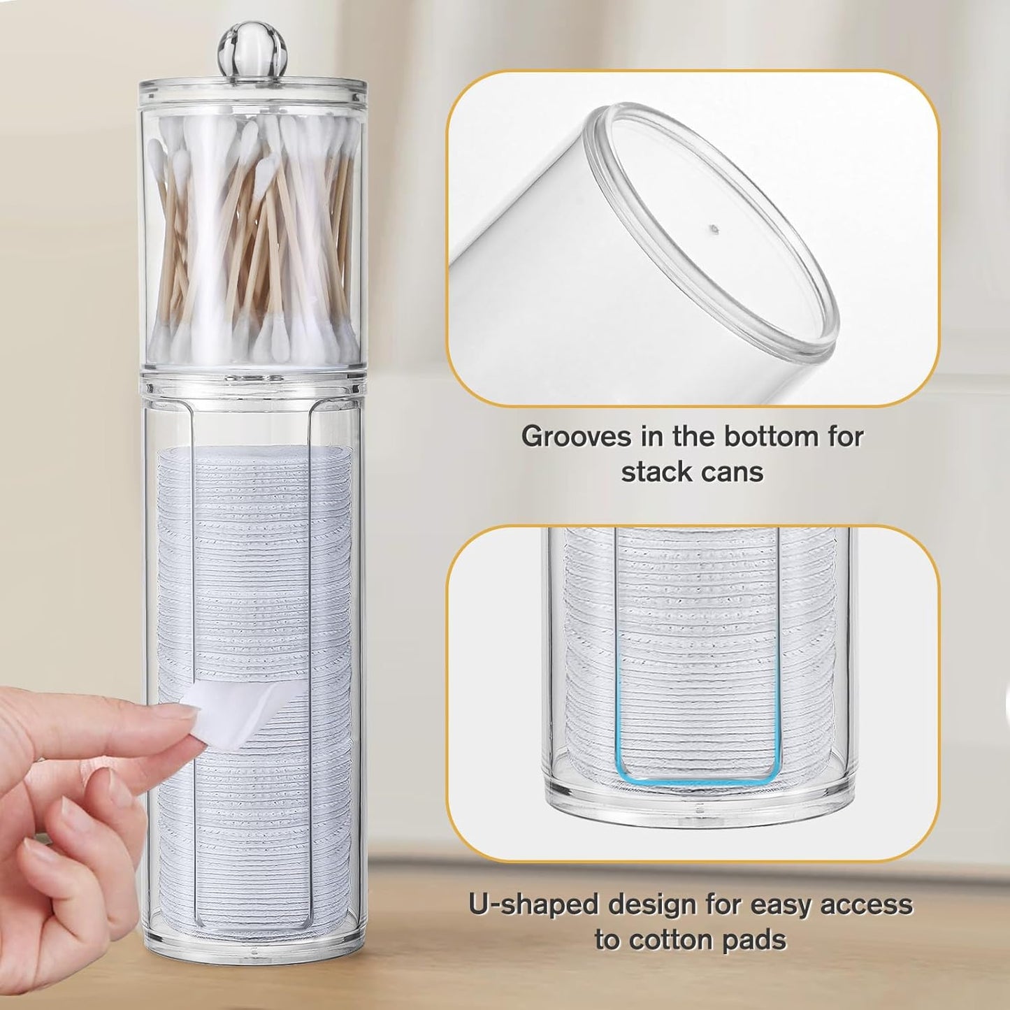 3-teiliges Wattepad- und Wattestäbchen Spender-Set