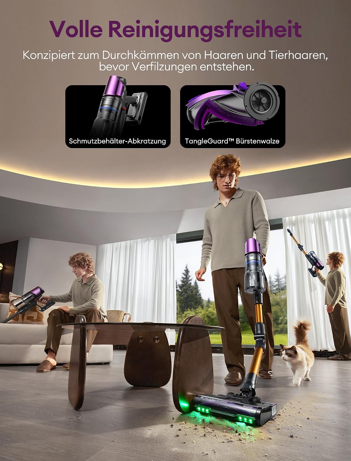 U20 Mopper Staubsauger mit Wischfunktion und Anti-Tangle, Champagner Gold