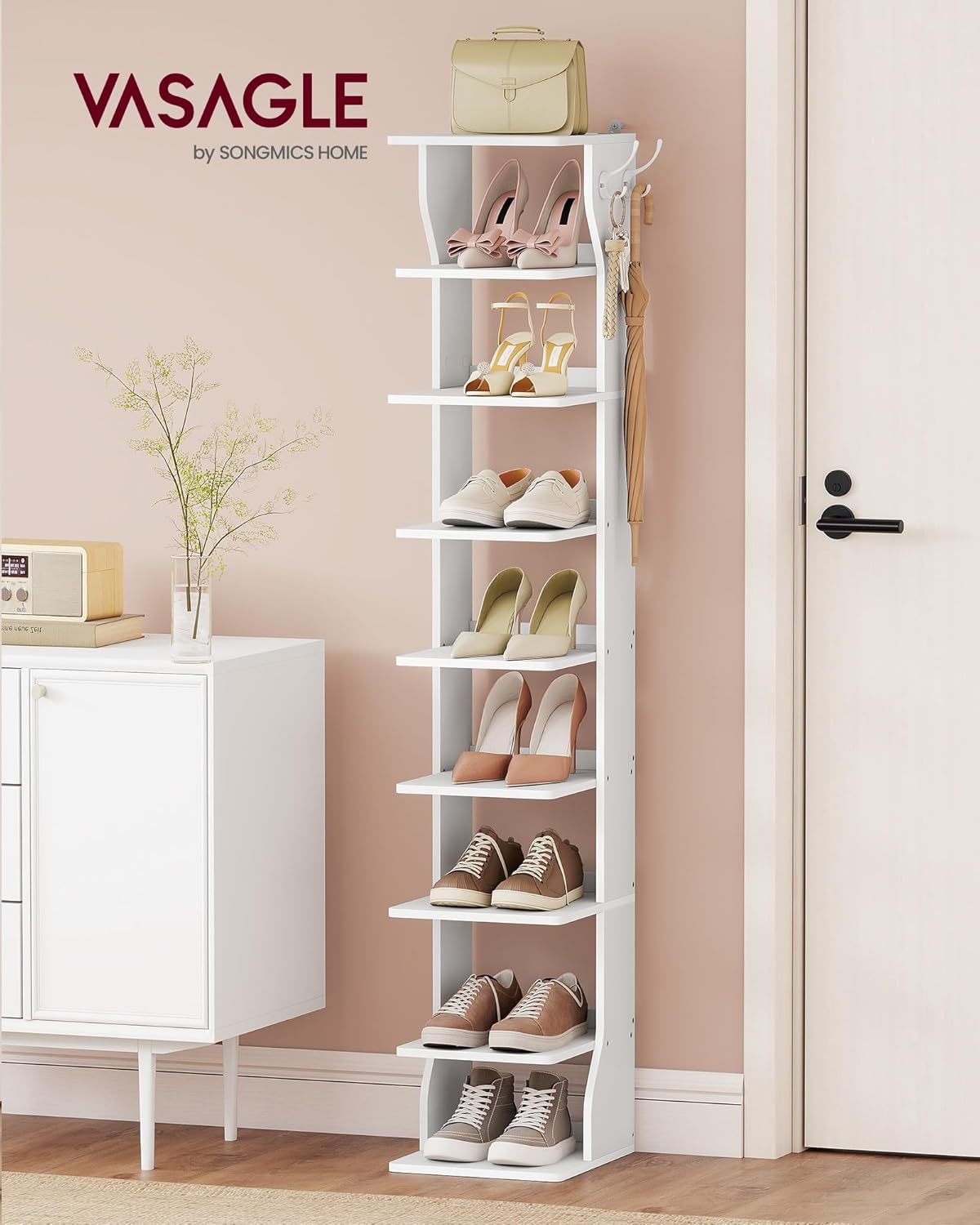 Schuhregal mit 9 Ebenen, 9 Levels Mattweiss
