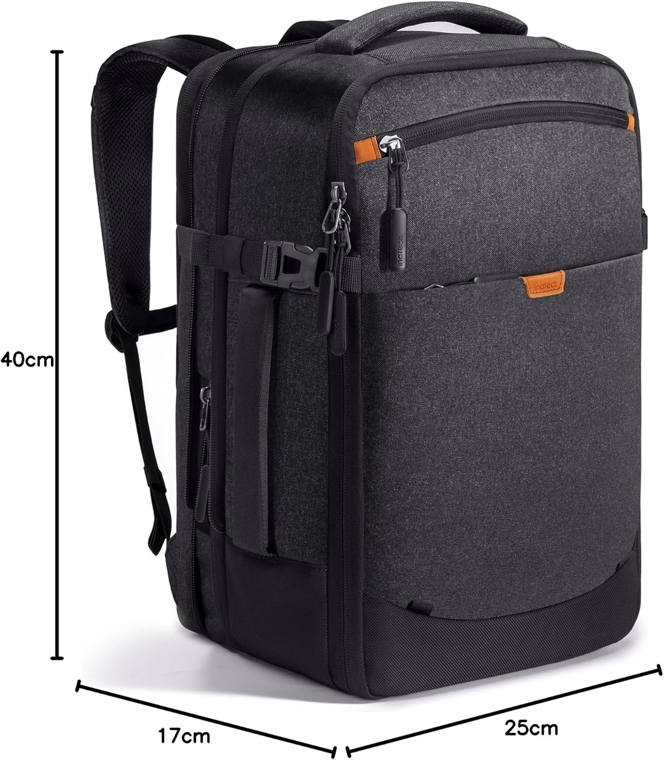 Reiserucksack für Handgepäck, Schwarz 20 Lang