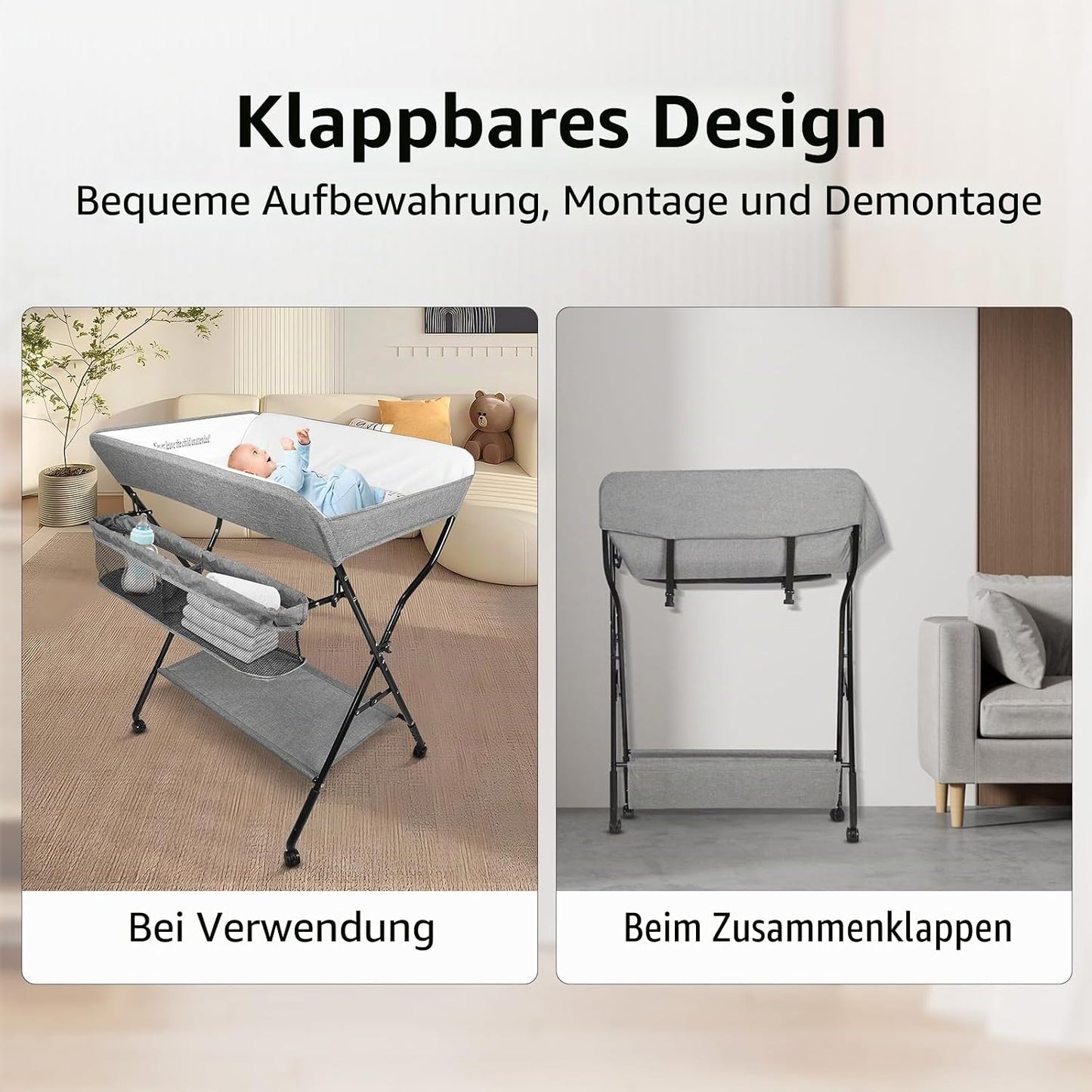 Faltbarer Wickeltisch, 86*62*96 cm-grau