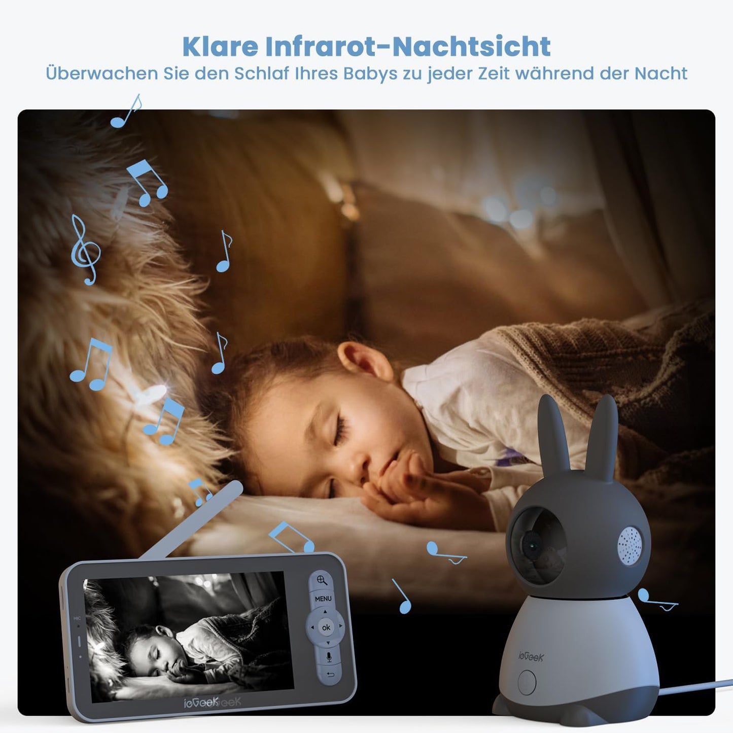Babyphone mit 2 Kameras und App-Steuerung, Anthrazitgrau