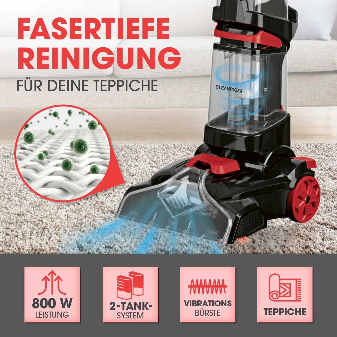Teppichreiniger mit Vibrationsbürsten, FloorClean