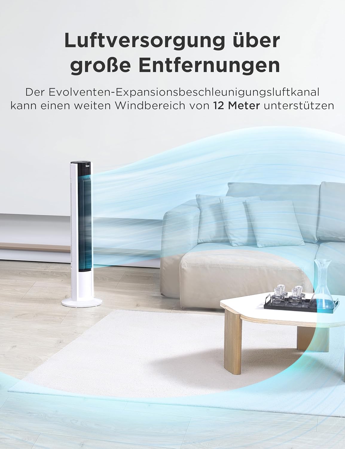 Turmventilator mit Fernbedienung und Timer, 106cm-7H Timer-weiss