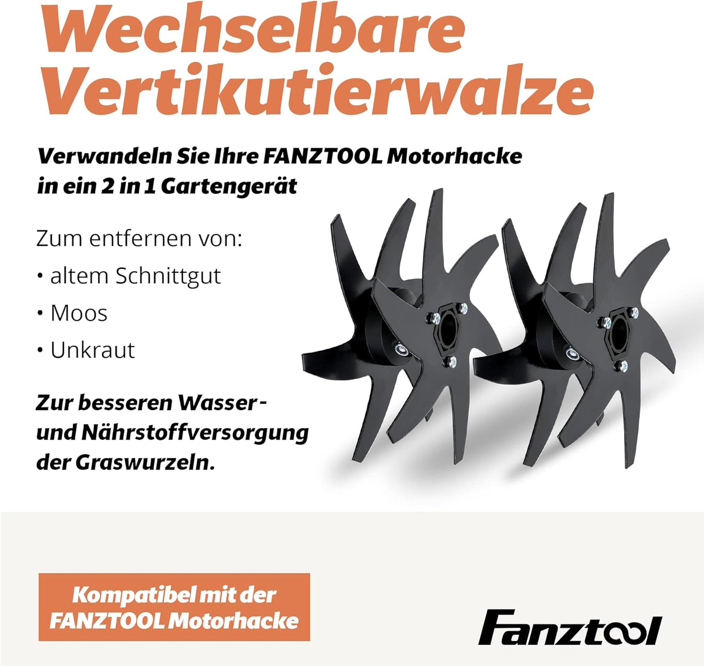 Vertikutierer Aufsatz für elektrische Bodenhacke, Vertikutierer Aufsatz