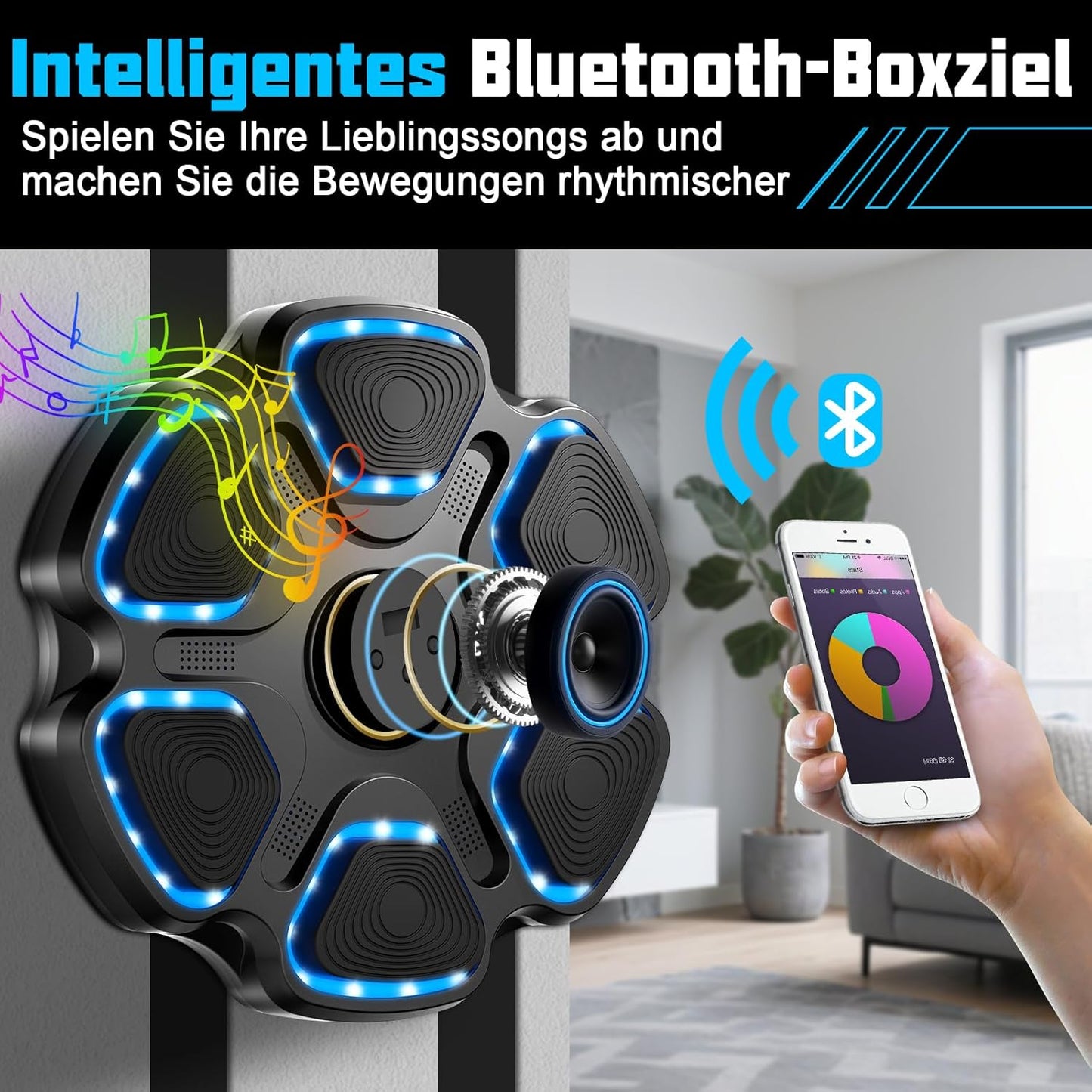 Smart Musik Boxmaschine mit Boxhandschuhen, Schwarz