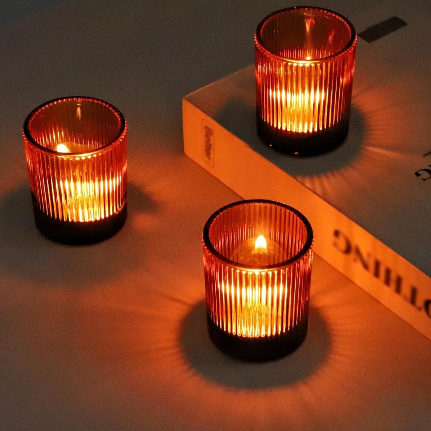 Teelichthalter-Set für Tischdekoration (12 Stück), Braun