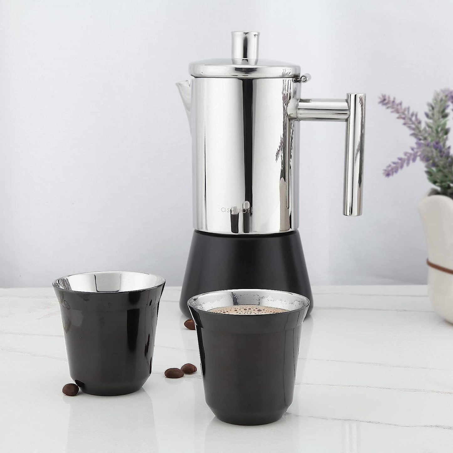 2er-Set Doppelwandige Espressotassen, 150 ml Gunmetal