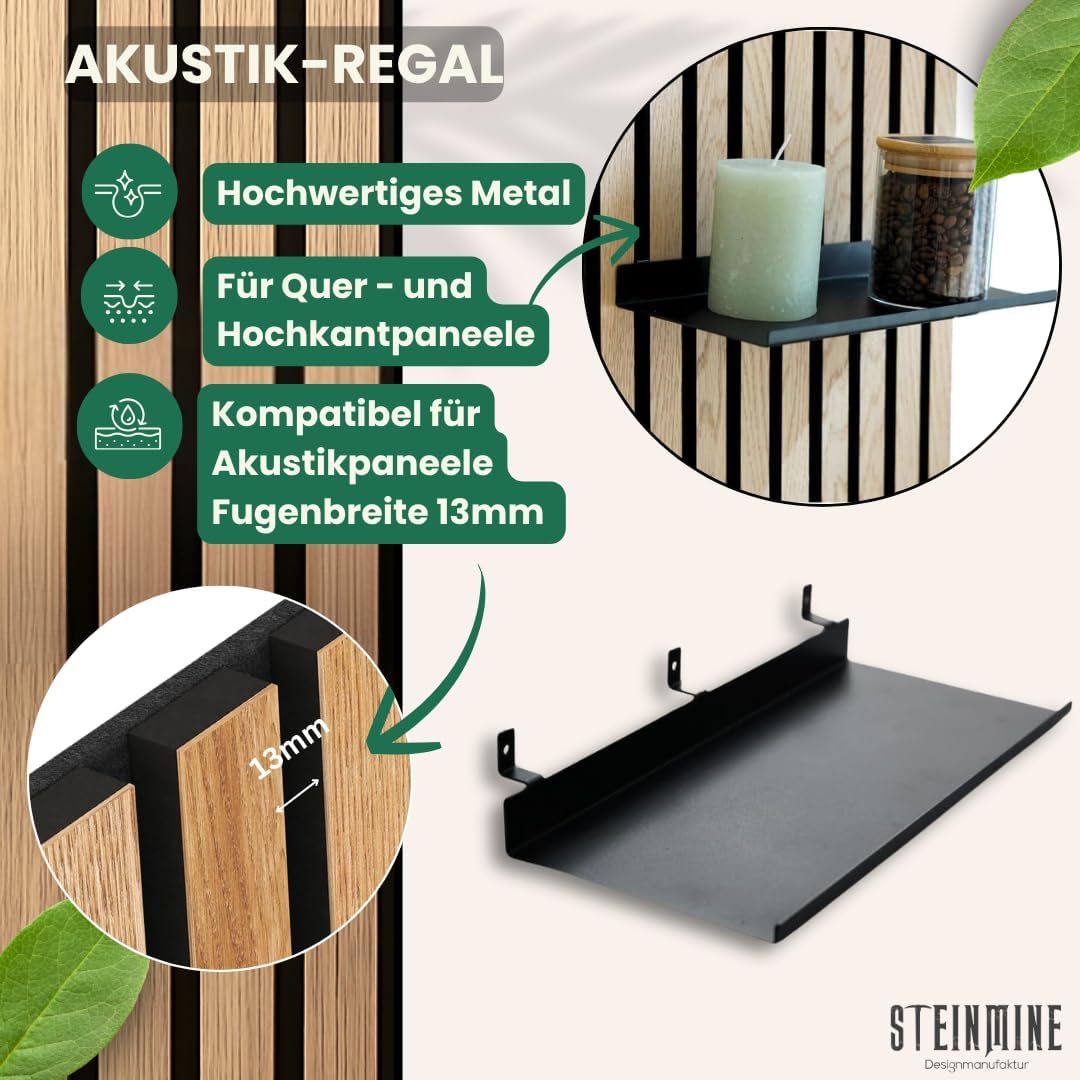 Wandorganizer für Akustikpaneele, Metallablage (klein) für Akustikpaneele hochkant