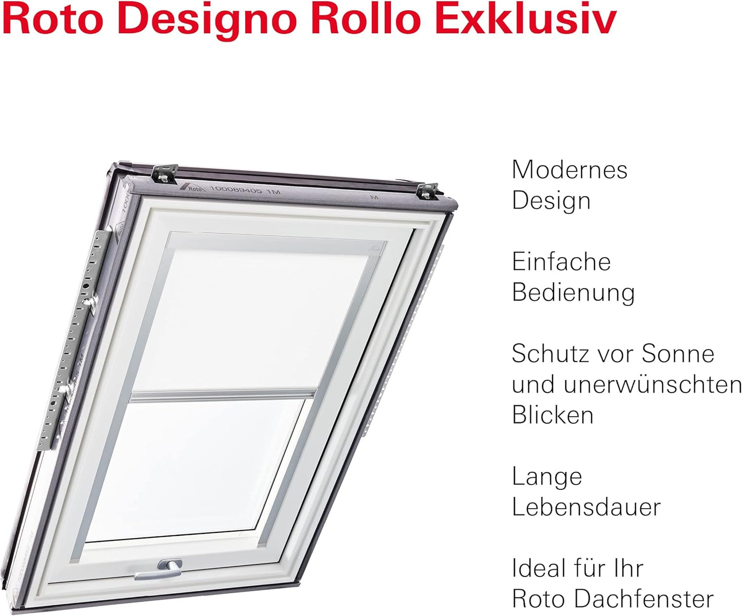 Tageslichtrollo für Roto Dachfenster Designo R6/R8/i8, Weiss ; Führungsschiene Silber ; B35 x H98 cm