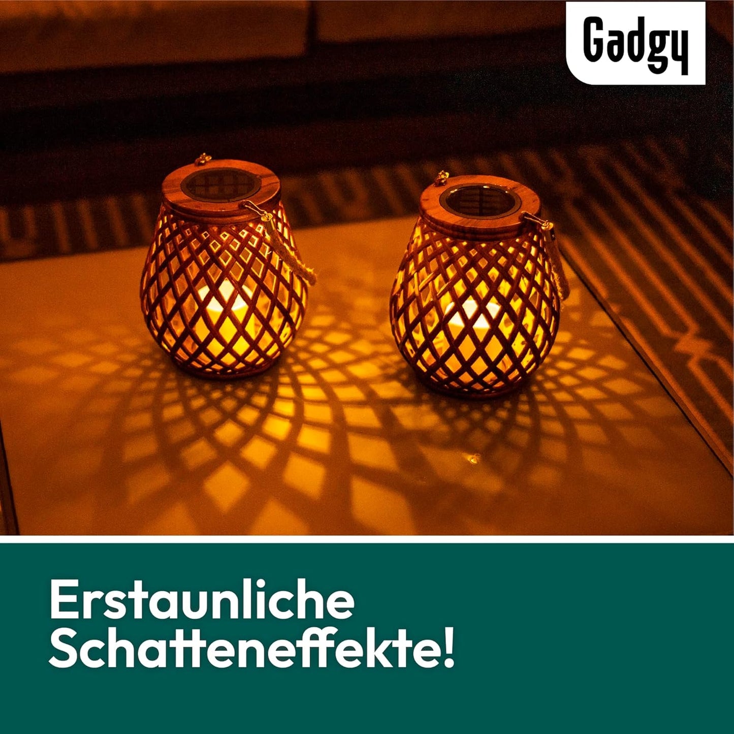 2er-Set Solarlampen in Rattan-Optik, Rattan-kreuzschlitz