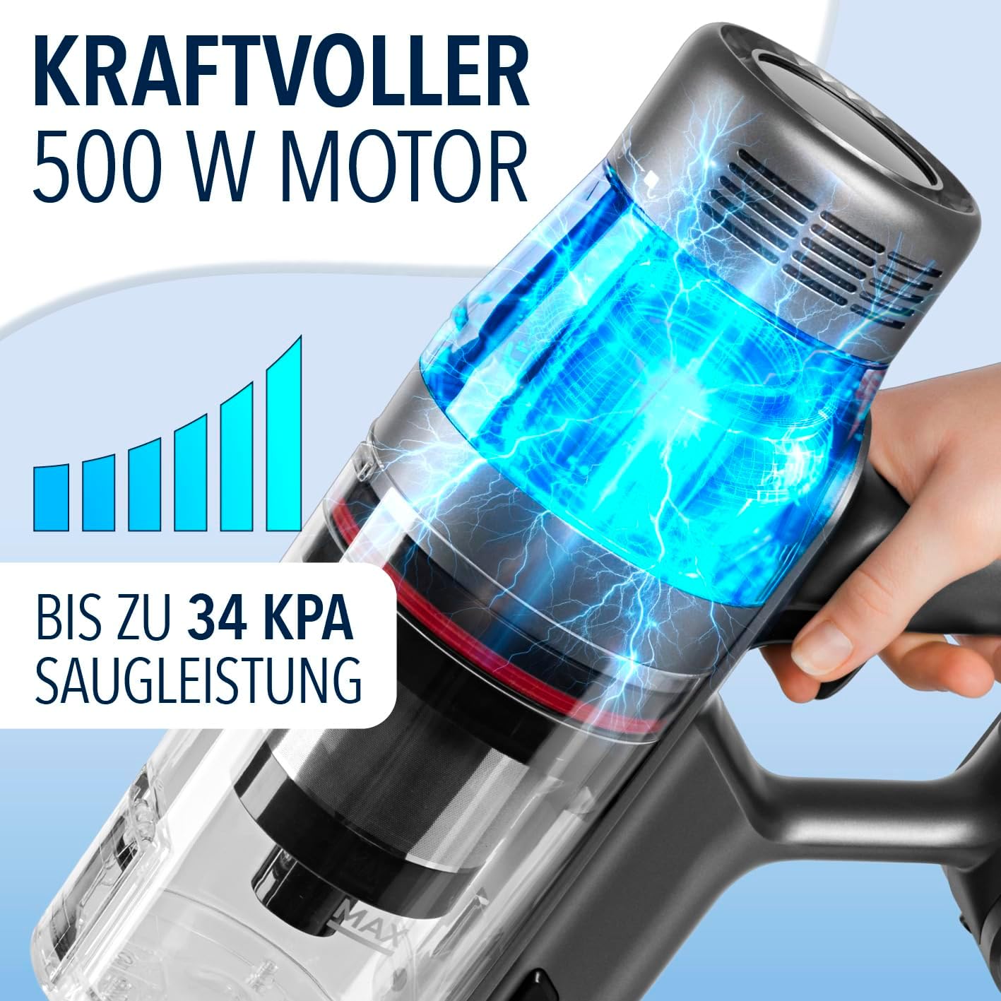AeroTec 500 Handstaubsauger, Grau Blau Metallic