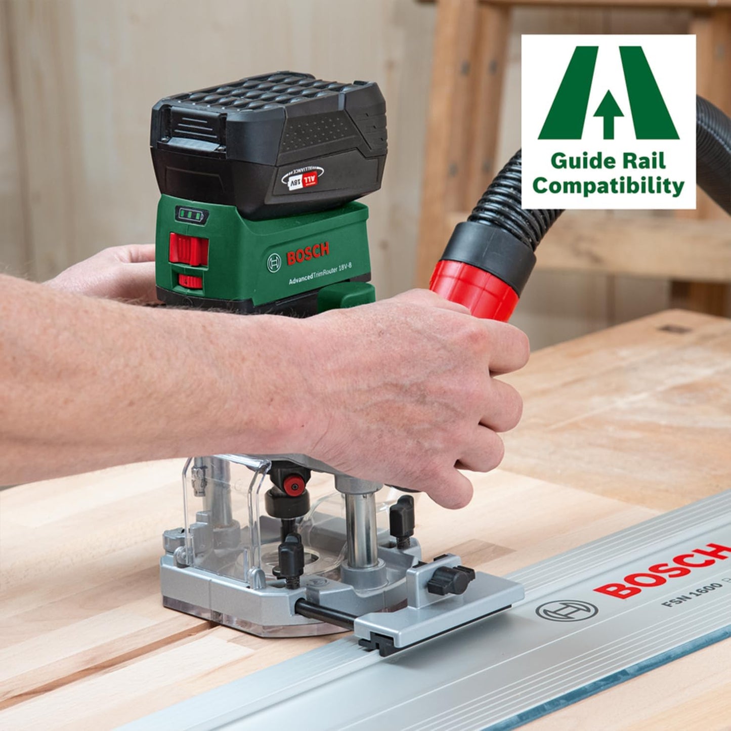 2in1 Akku-Kanten-/Oberfräse AdvancedTrimRouter 18V-8, Taucheinheit und Systembox