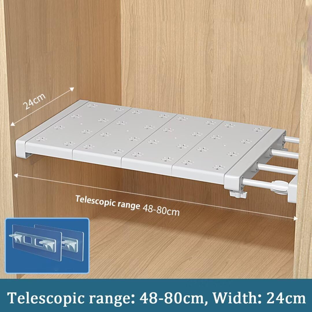 Verstellbare Teleskop-Regale für Schränke, 48-80 cm, 24cm Weit, Verstellbare Länge 48-80cm