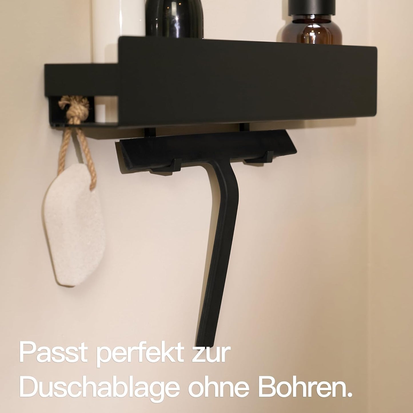 Duschabzieher mit Halterung, Silikon, 28 cm, Schwarz 28 cm