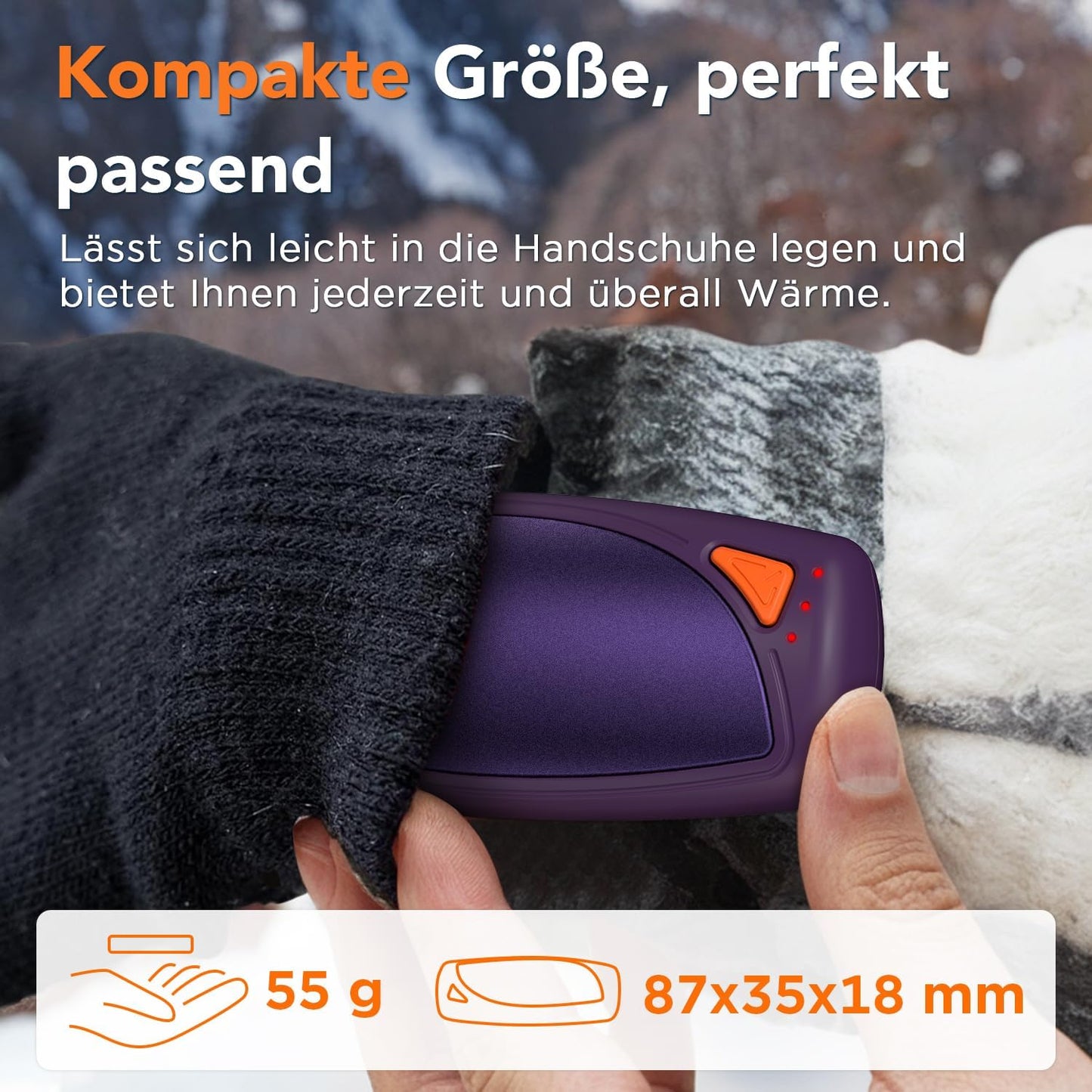 Elektrische Handwärmer 2er-Pack mit Ladecase, Violett