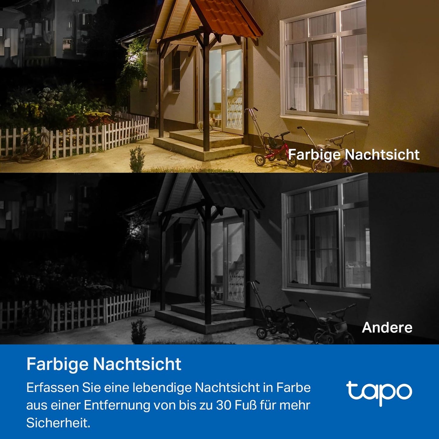 C410 Solar Überwachungskamera mit Akku und Nachtsicht, Solar Aussenkamera Akku