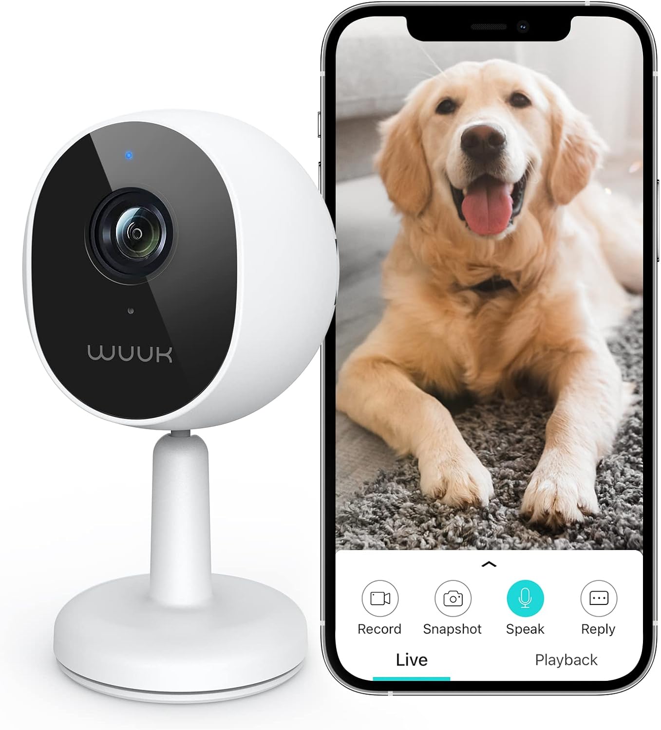 4MP/2.5K Innenüberwachungskamera mit App und magnetischem Standfuss, Packung mit 1